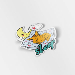 SLEEP (Somali Cat) Enamel Pin + Keychain + Vinyl Sticker BUNDLE [3 PCS]  Flair Fighter   