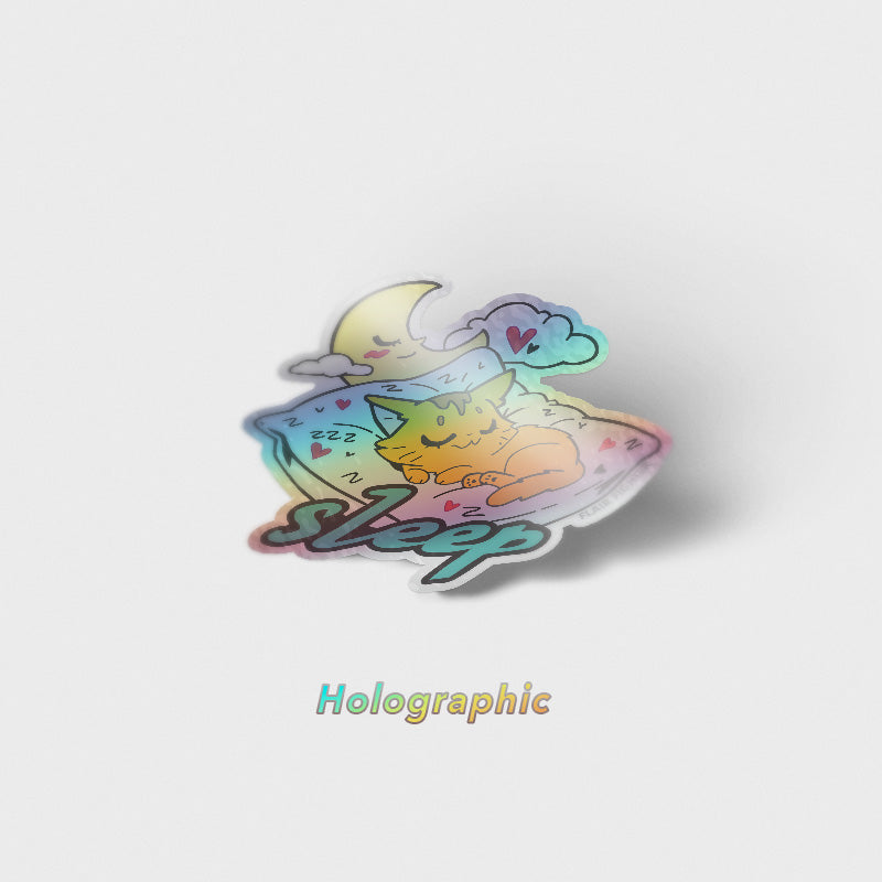 SLEEP (Somali Cat) Holographic Vinyl Sticker Decorative Stickers Flair Fighter   