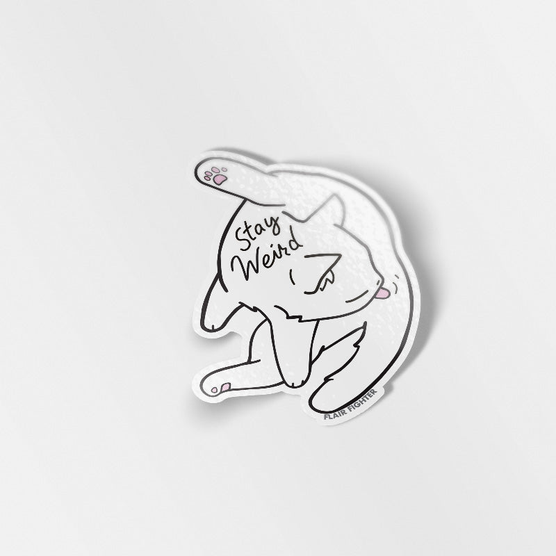Stay Weird (White Burmilla Cat) Vinyl Sticker Decorative Stickers Flair Fighter   
