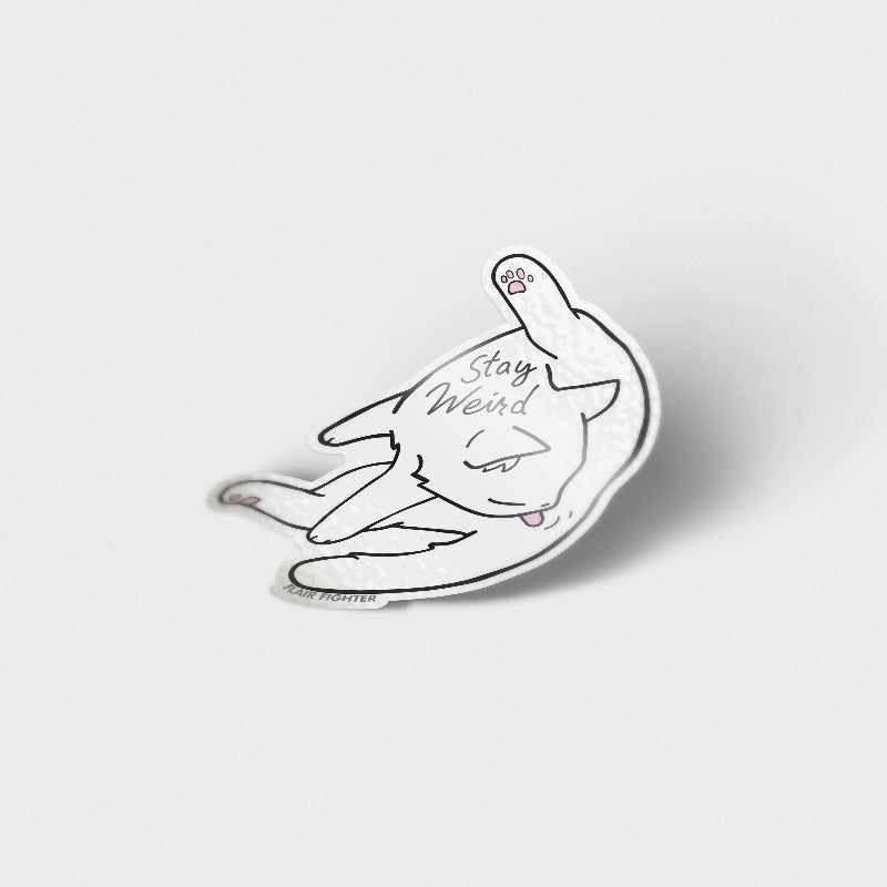 Stay Weird (White Burmilla Cat) Vinyl Sticker Decorative Stickers Flair Fighter   