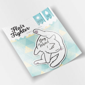 Stay Weird (White Burmilla Cat) Enamel Pin + Keychain + Vinyl Sticker BUNDLE [3 PCS]  Flair Fighter   