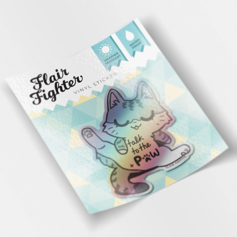 Talk To The Paw (Egyptian Mau Cat)  Holographic Vinyl Sticker Decorative Stickers Flair Fighter   