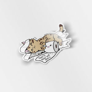That's How We Roll (Serengeti Cat) Enamel Pin + Keychain + Vinyl Sticker BUNDLE [3 PCS]  Flair Fighter   