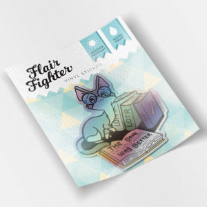 The Book Was Better (Cornish Rex Cat) Holographic Vinyl Sticker Decorative Stickers Flair Fighter   