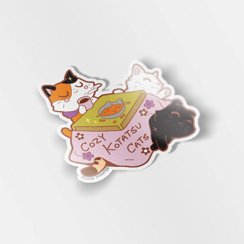 Cozy Kotatsu Cats Vinyl Sticker Decorative Stickers Flair Fighter   