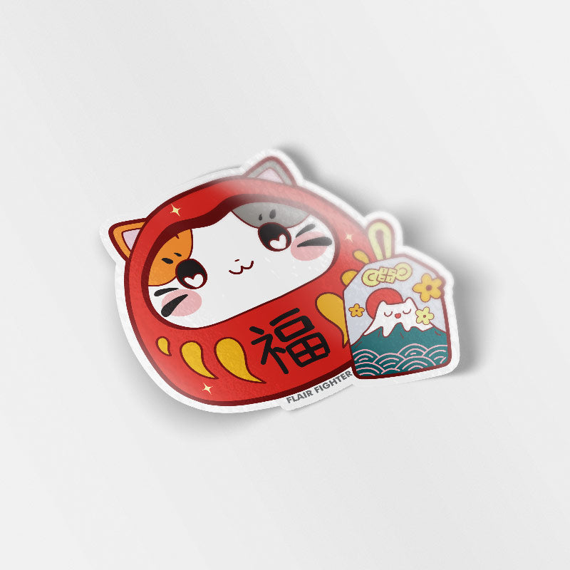 Daruma Cat Vinyl Sticker Decorative Stickers Flair Fighter   
