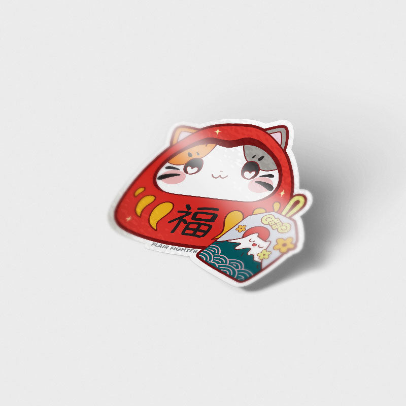 Daruma Cat Vinyl Sticker Decorative Stickers Flair Fighter   