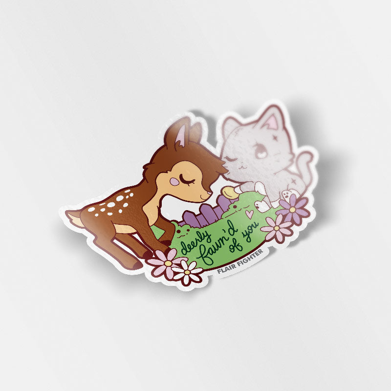 Deerly Fawn'd of You Cat Vinyl Sticker Decorative Stickers Flair Fighter   