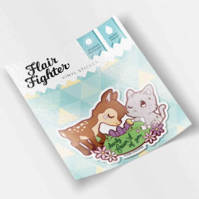 Deerly Fawn'd of You Cat Vinyl Sticker Decorative Stickers Flair Fighter   