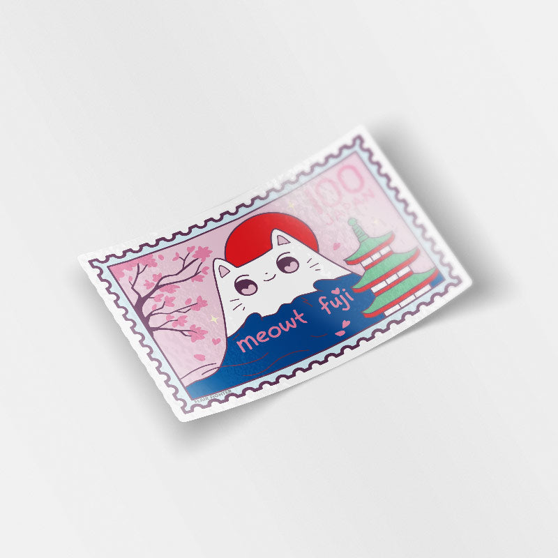 Meowt Fuji Cat Stamp Vinyl Sticker Decorative Stickers Flair Fighter   