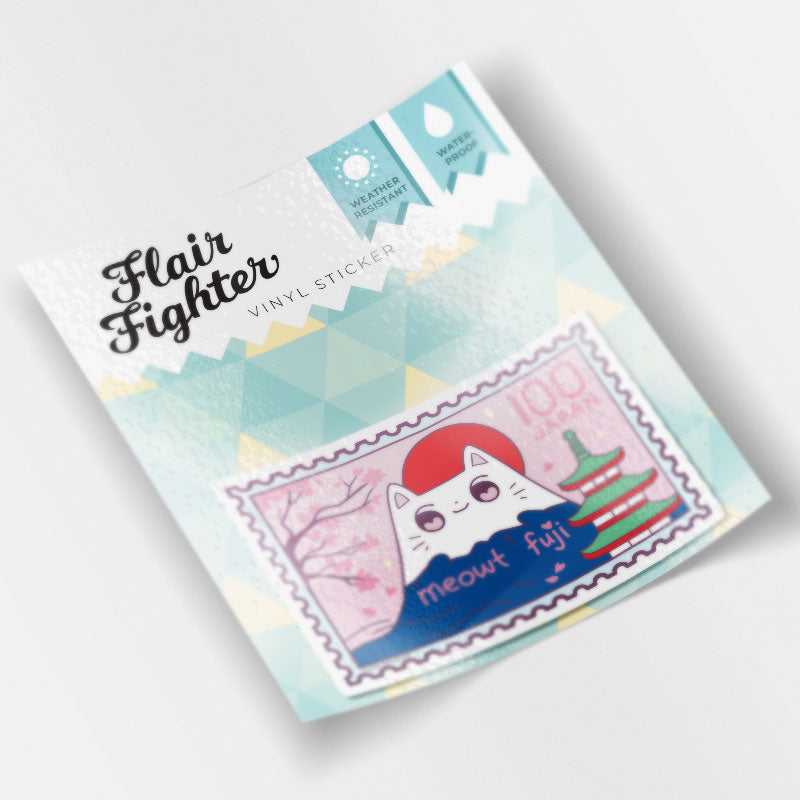 Meowt Fuji Cat Stamp Vinyl Sticker Decorative Stickers Flair Fighter   