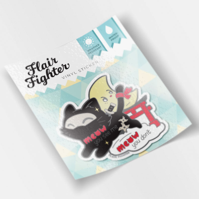 Ninja Cat Vinyl Sticker Decorative Stickers Flair Fighter   