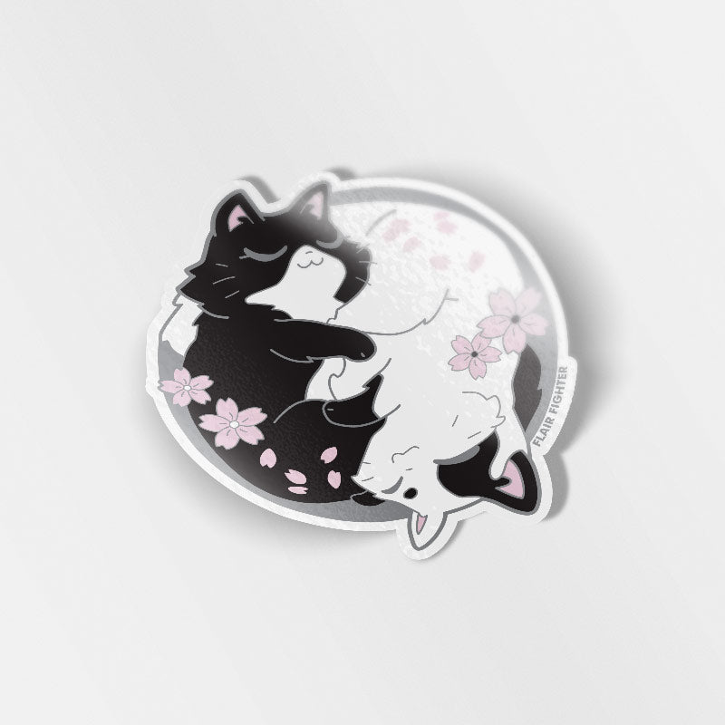 Sakura Yin Yang Cats Vinyl Sticker Decorative Stickers Flair Fighter   