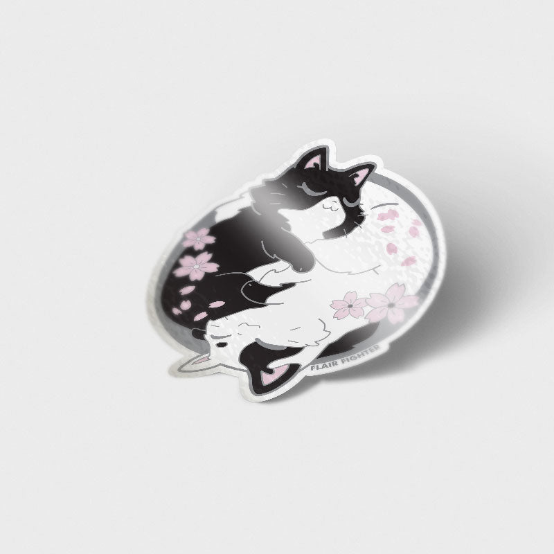 Sakura Yin Yang Cats Vinyl Sticker Decorative Stickers Flair Fighter   