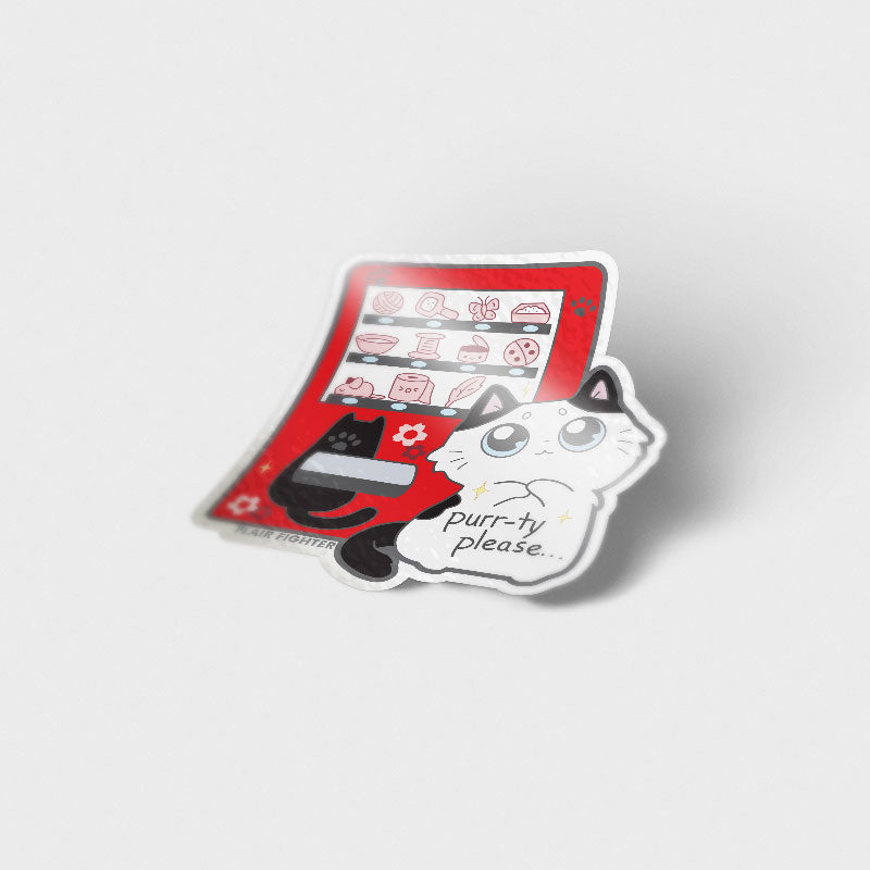 Vending Machine Cat Vinyl Sticker Decorative Stickers Flair Fighter   