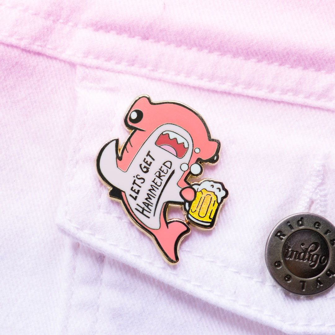 Let's Get Hammered Hammerhead Shark Enamel Pin (Pink Variant) Brooches & Lapel Pins Flair Fighter   