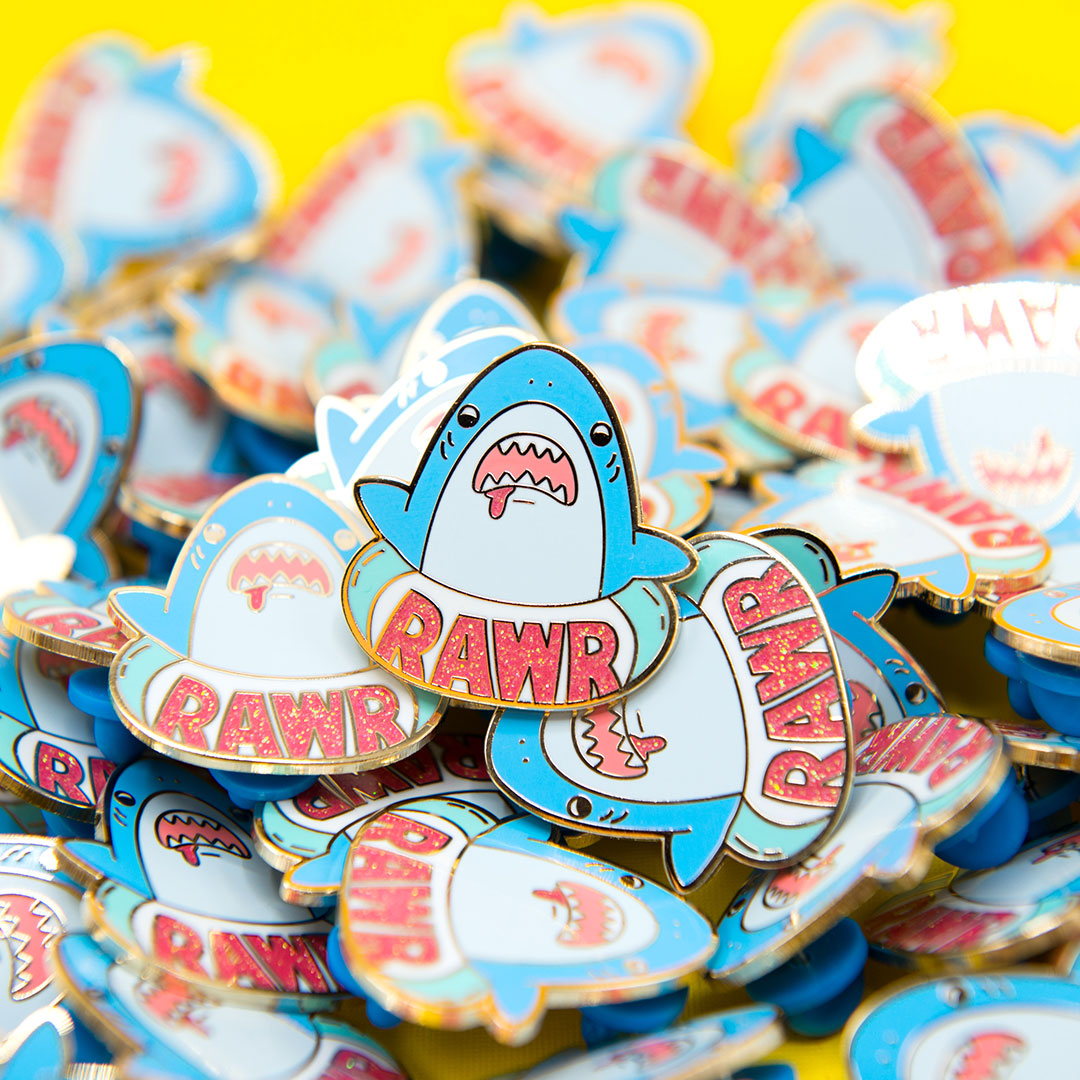 RAWR Shark Enamel Pin Brooches & Lapel Pins Flair Fighter   
