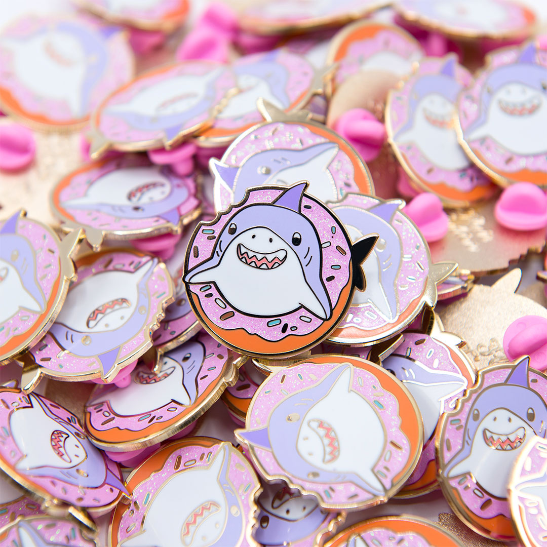 Donut Shark Enamel Pin Brooches & Lapel Pins Flair Fighter   