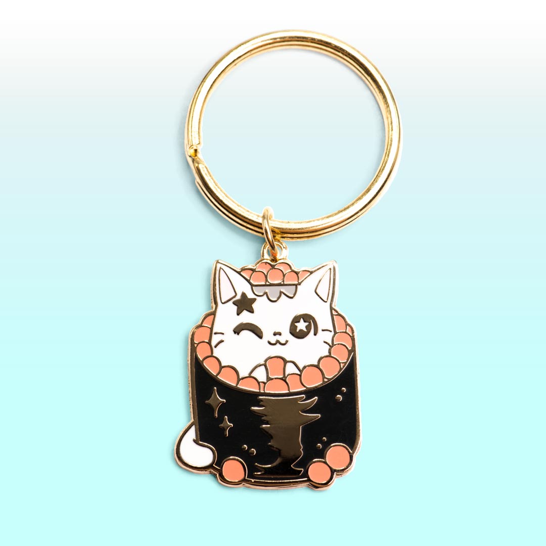 Ikura Sushi Cat Enamel Keychain  Flair Fighter   
