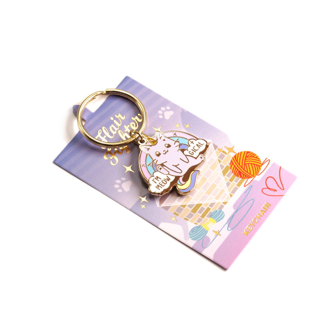 Meowgical Caticorn Unicorn Cat Enamel Keychain  Flair Fighter   