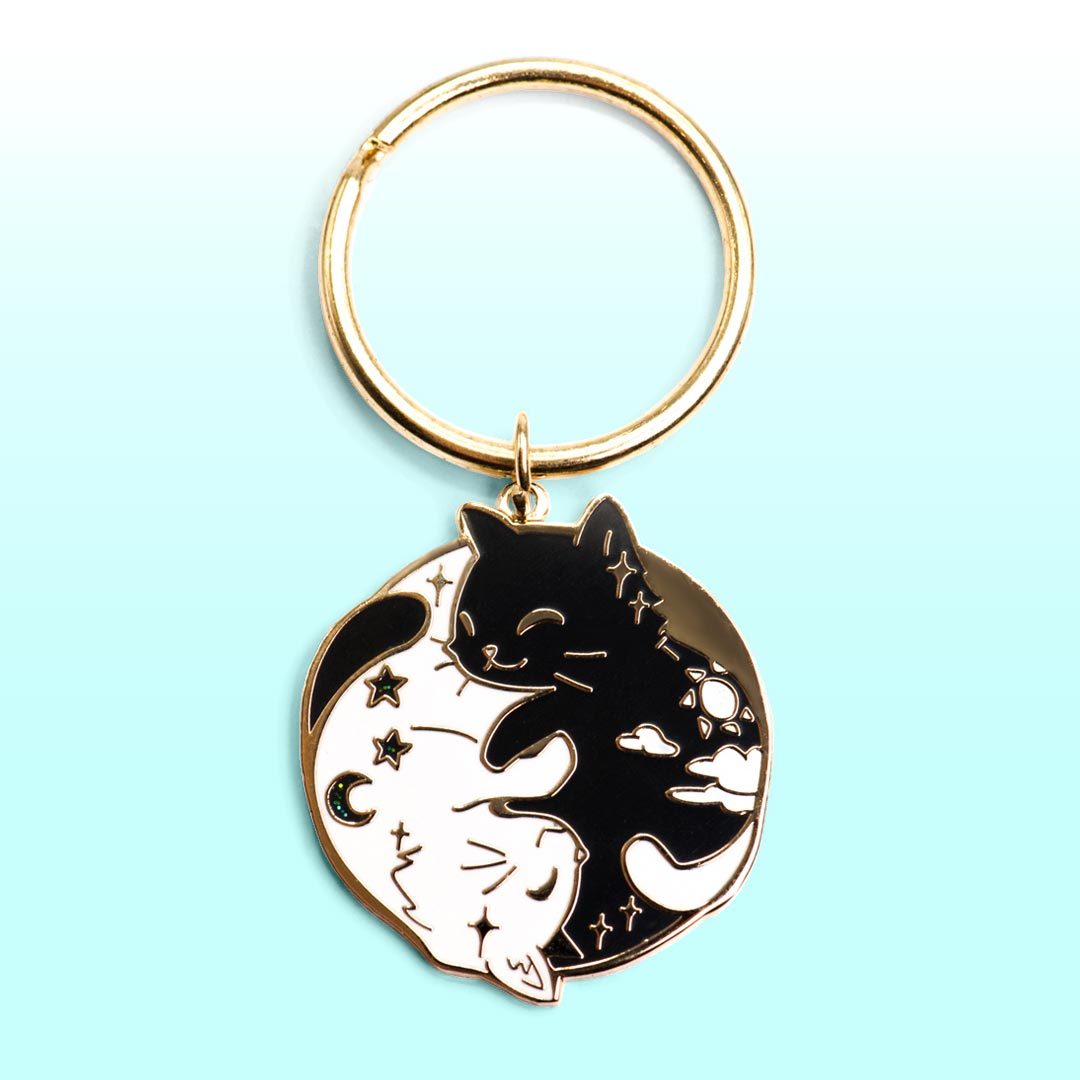 Day & Night Cats Enamel Keychain  Flair Fighter   
