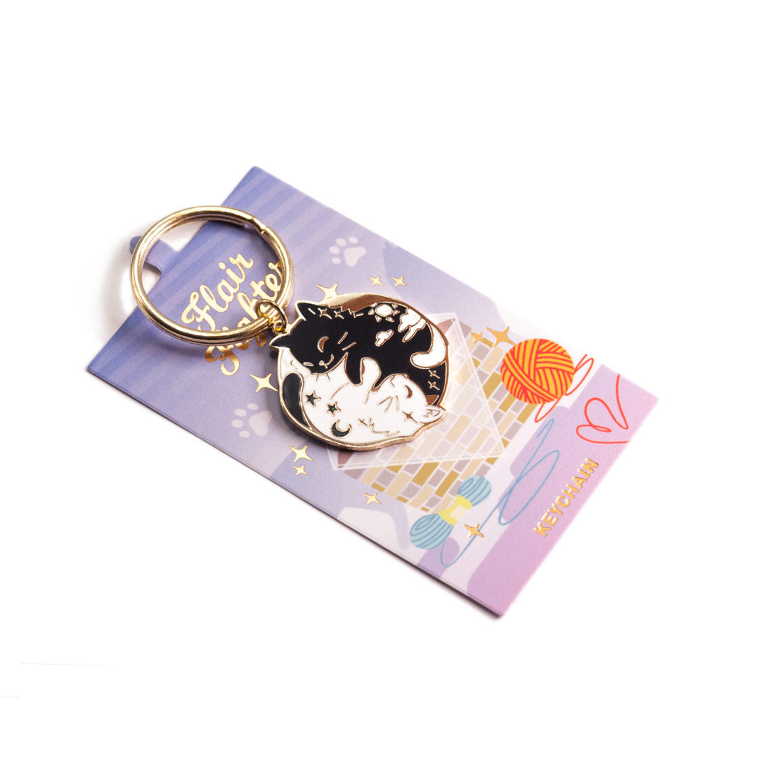 Day & Night Cats Enamel Keychain  Flair Fighter   