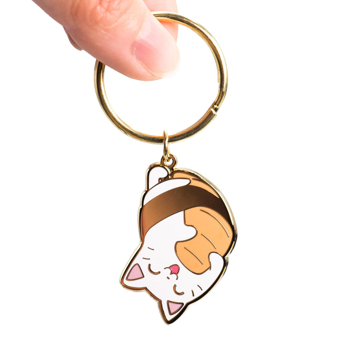 Upside Down Salmon Sushi Cat Enamel Keychain  Flair Fighter   