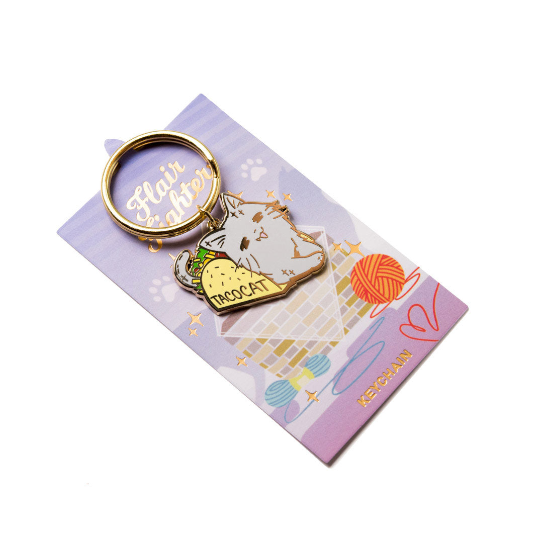 Taco Cat Enamel Keychain  Flair Fighter   
