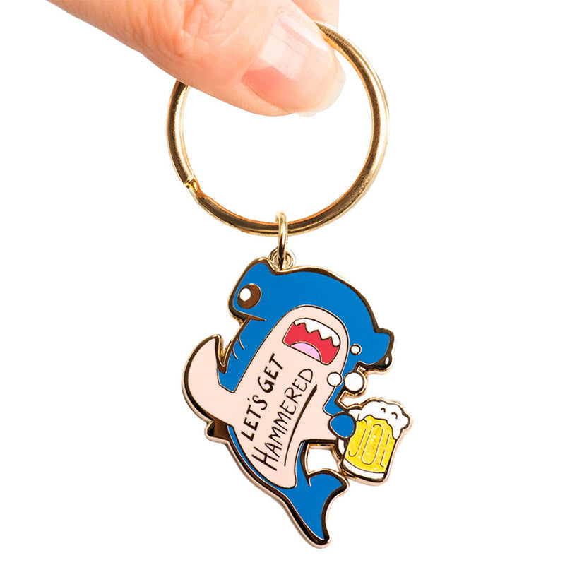 Let's Get Hammered Hammerhead Shark Enamel Keychain (Blue Variant)  Flair Fighter   