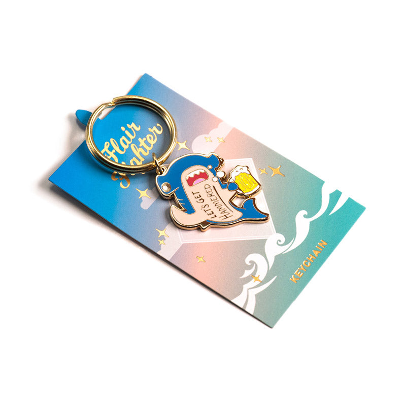 Let's Get Hammered Hammerhead Shark Enamel Keychain (Blue Variant)  Flair Fighter   