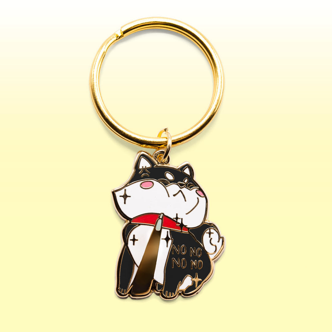 Stubborn Black Shiba Inu NO NO NO NO Enamel Keychain Keychains Flair Fighter   