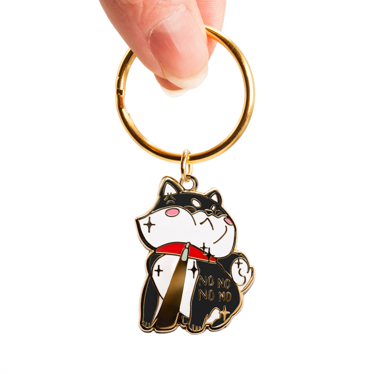 Stubborn Black Shiba Inu NO NO NO NO Enamel Keychain Keychains Flair Fighter   