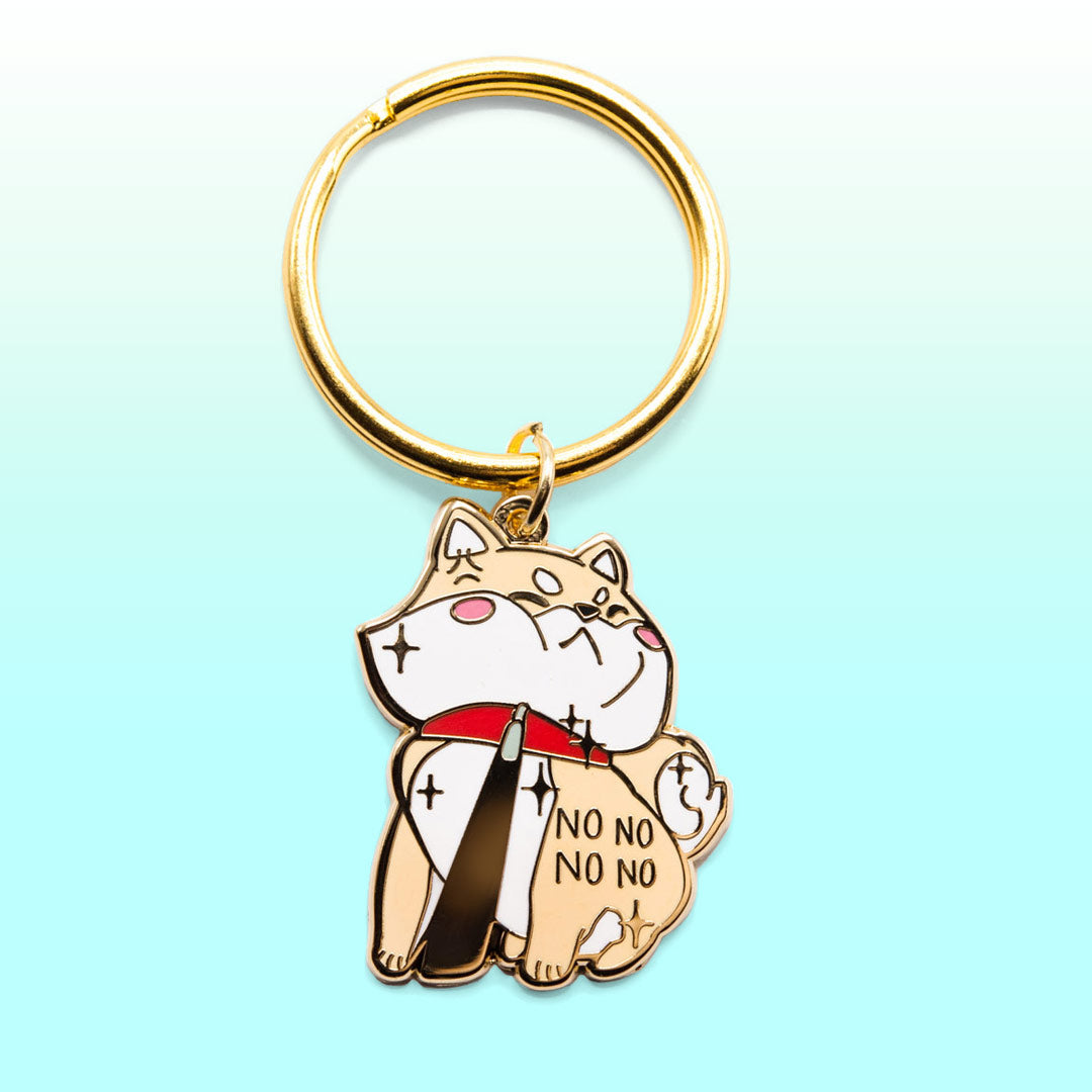 Stubborn Cream Shiba Inu NO NO NO NO Enamel Keychain Keychains Flair Fighter   