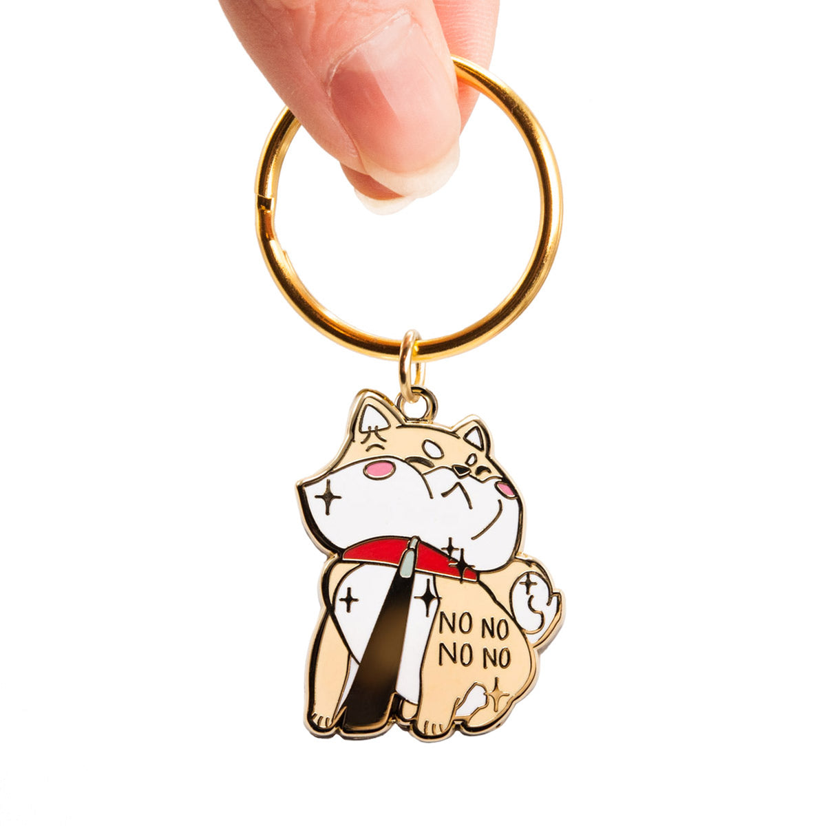 Stubborn Cream Shiba Inu NO NO NO NO Enamel Keychain Keychains Flair Fighter   