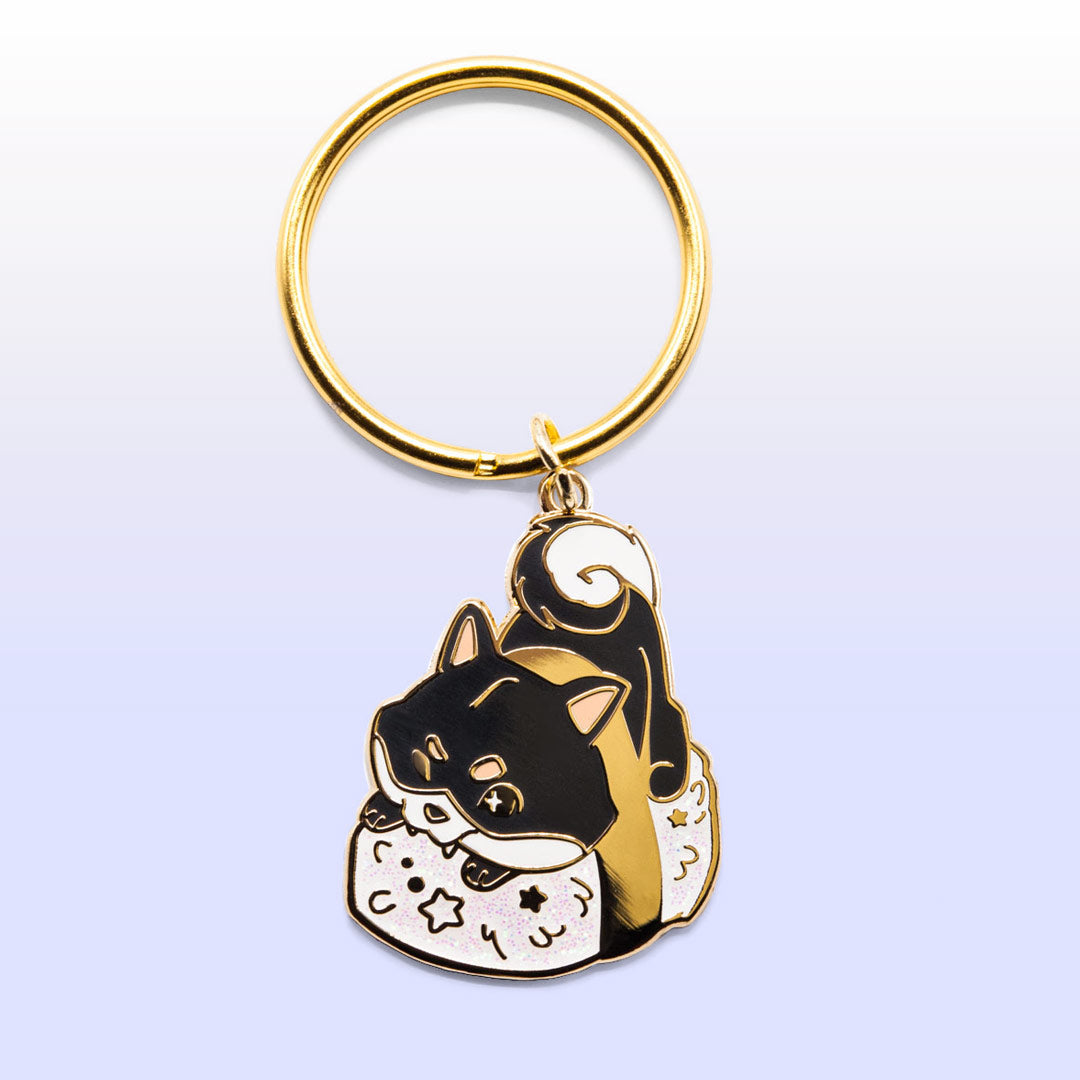 Black & Tan Shiba Inu Sushi Enamel Keychain Keychains Flair Fighter   