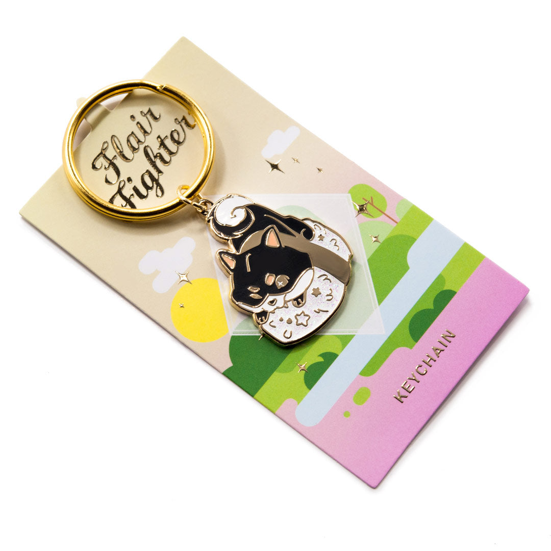 Black & Tan Shiba Inu Sushi Enamel Keychain Keychains Flair Fighter   