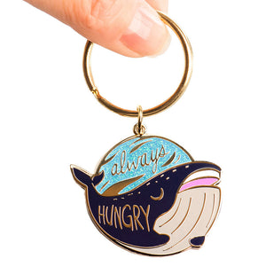 "Always Hungry" Blue Whale Enamel Keychain  Flair Fighter   