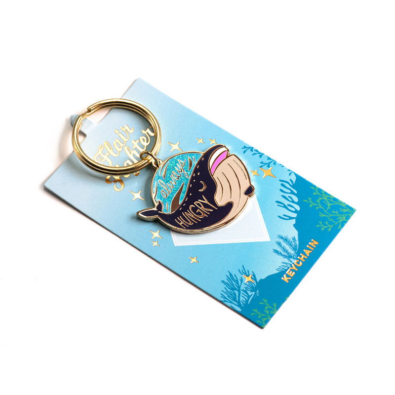 "Always Hungry" Blue Whale Enamel Keychain  Flair Fighter   
