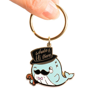 "Whale Hi There" Gentleman Whale Enamel Keychain  Flair Fighter   