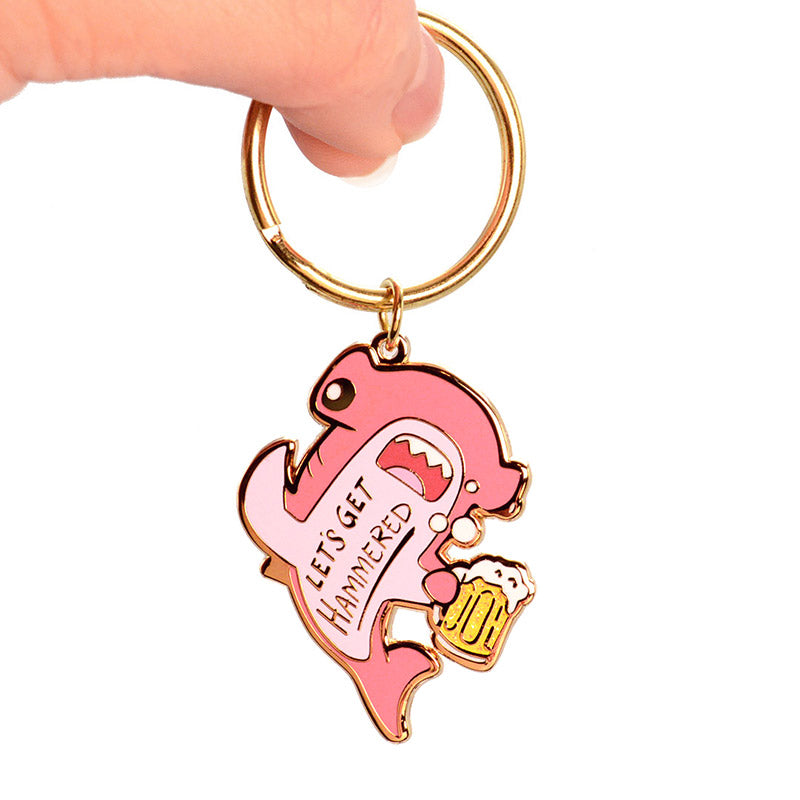 Let's Get Hammered Hammerhead Shark Enamel Keychain (Pink Variant) Keychains Flair Fighter   
