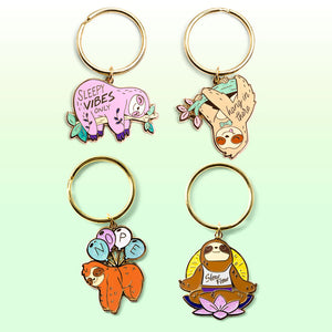 Sloth Collection Enamel Keychains SET [4 PCS]  Flair Fighter   