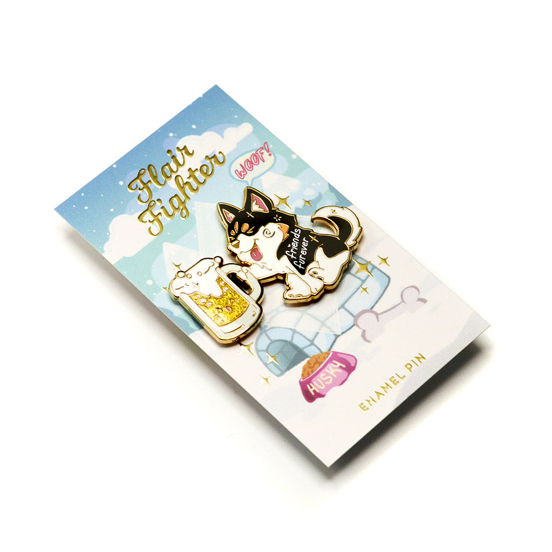 Friends Furever Husky Enamel Pin Brooches & Lapel Pins Flair Fighter   