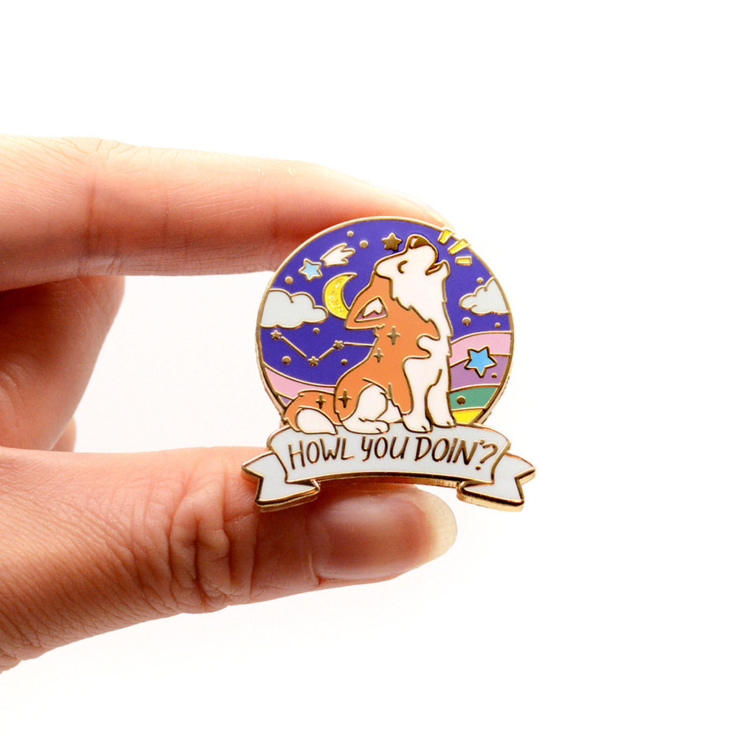 "Howl You Doin'?" Husky Enamel Pin Brooches & Lapel Pins Flair Fighter   
