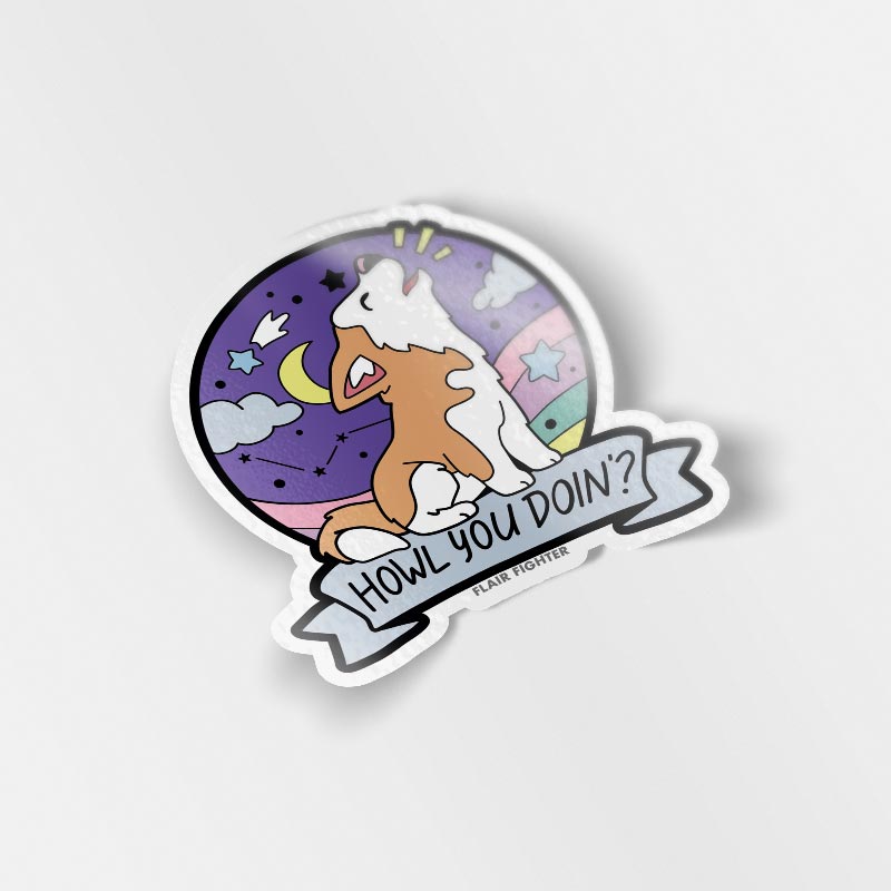 "Howl You Doin'?" Husky Vinyl Sticker Decorative Stickers Flair Fighter   