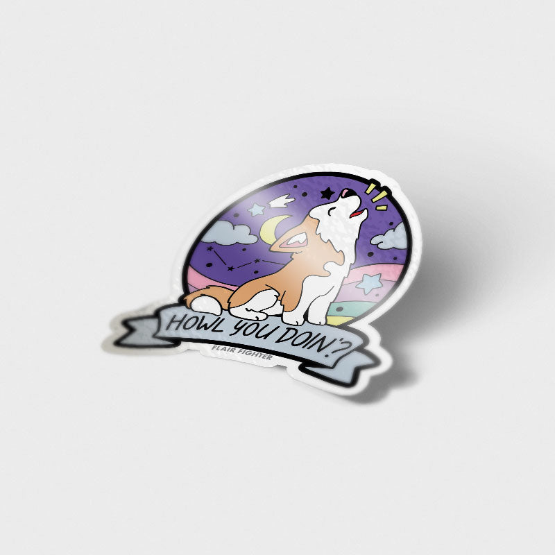 "Howl You Doin'?" Husky Vinyl Sticker Decorative Stickers Flair Fighter   