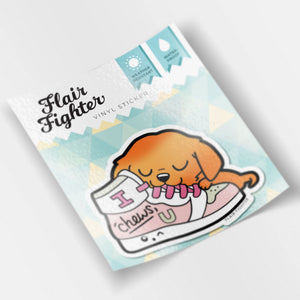 "I Chews U" Golden Retriever Shoe Vinyl Sticker Decorative Stickers Flair Fighter   