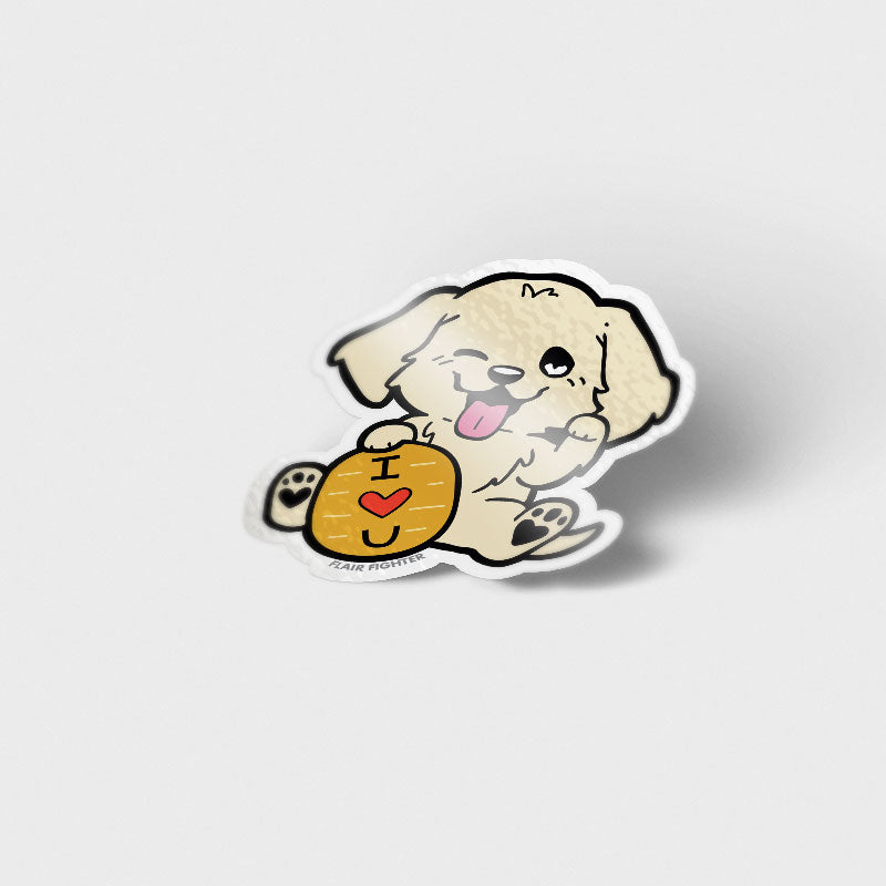"I Love U" Lucky Golden Retriever Vinyl Sticker Decorative Stickers Flair Fighter   