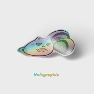 I Love Mochi Cat Holographic Vinyl Sticker Decorative Stickers Flair Fighter   