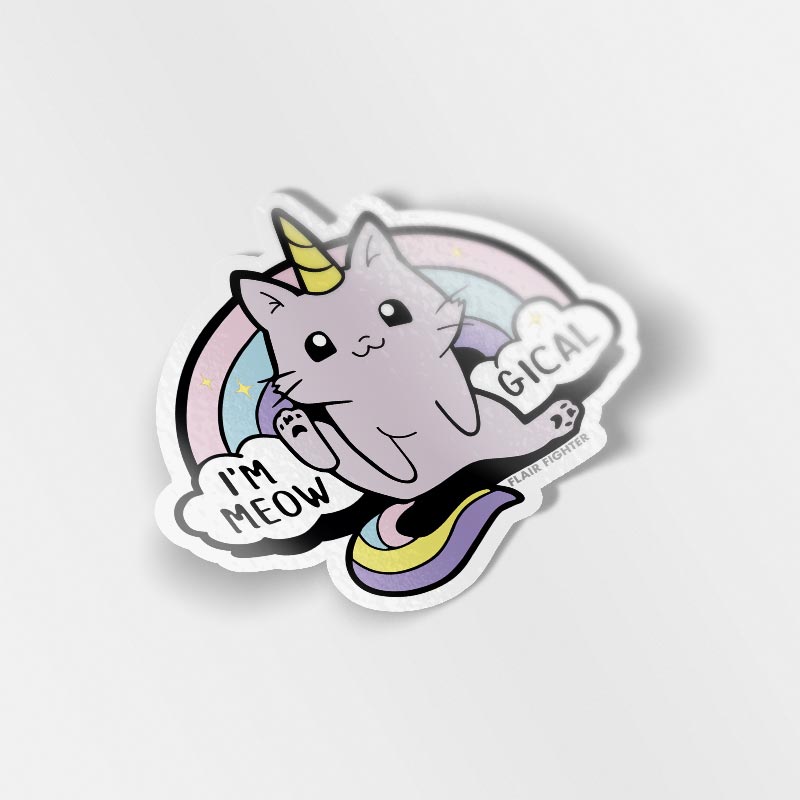 Meowgical Caticorn Unicorn Cat Vinyl Sticker Decorative Stickers Flair Fighter   