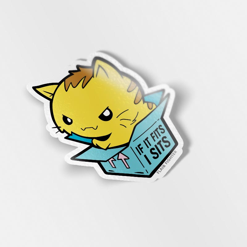 If It Fits I Sits Cat Vinyl Sticker Decorative Stickers Flair Fighter   
